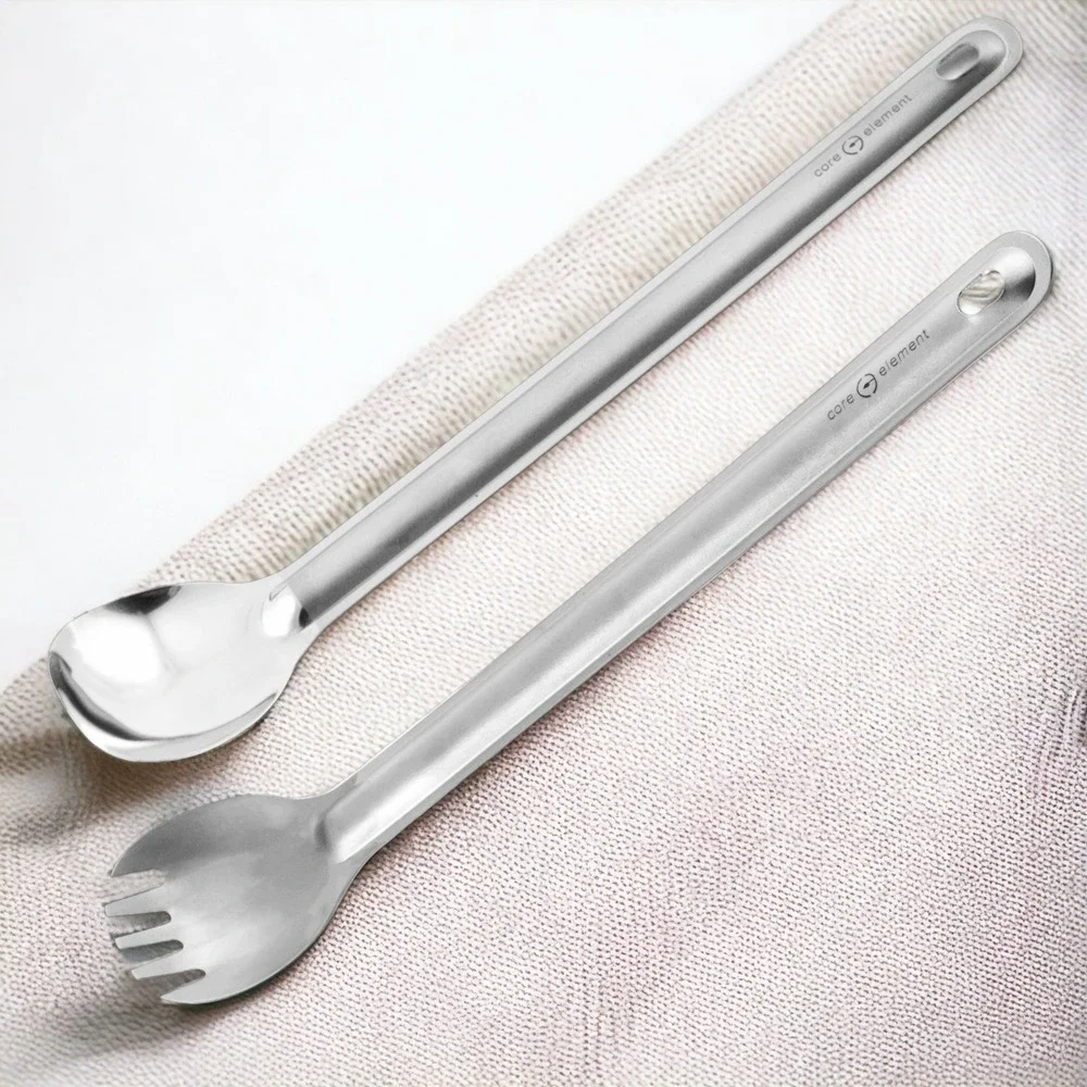 Bundle of Titanium Cookware Ultralight 25oz 750ml‎ Cup Mug Long Spoon Spork